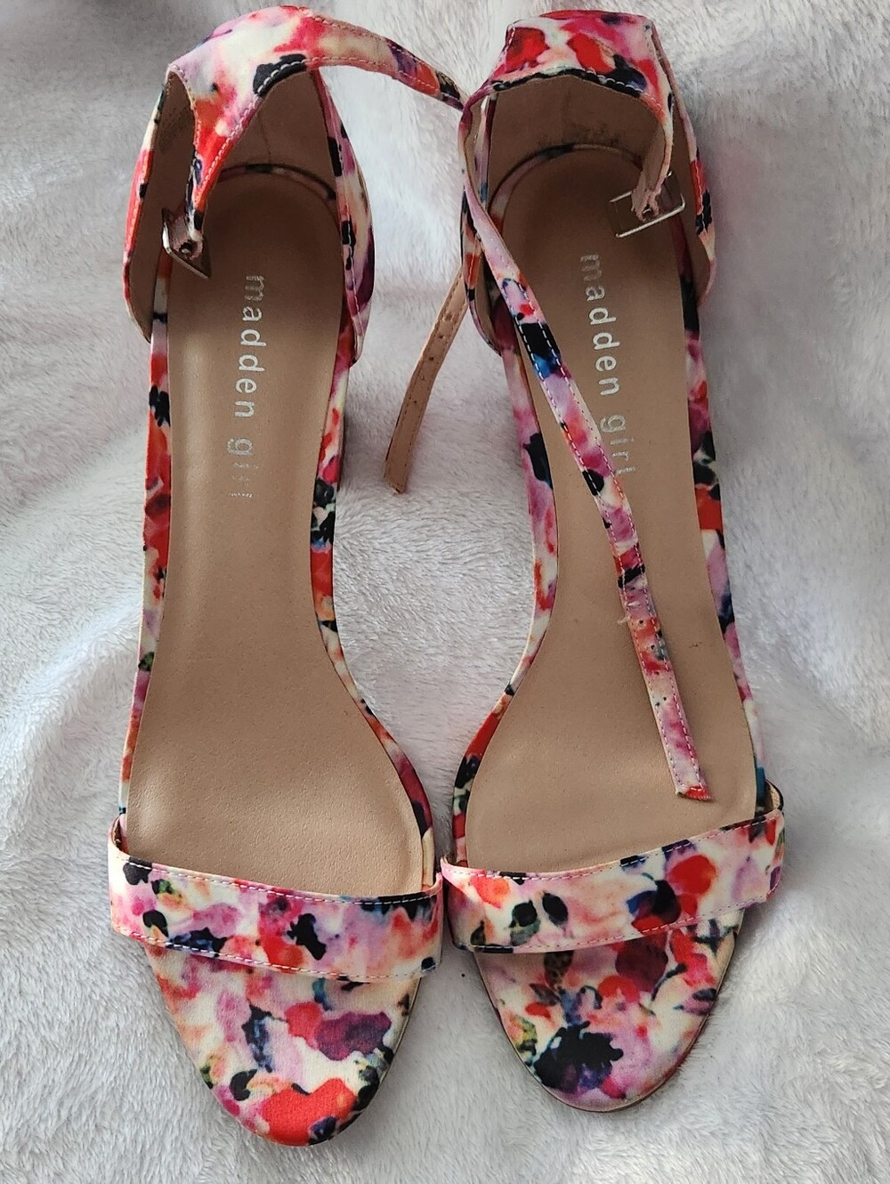 Madden Girl Women's Floral Pink Ankle-Strap Sandals